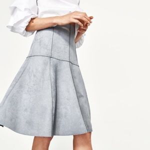 ZARA blue vegan suede skirt